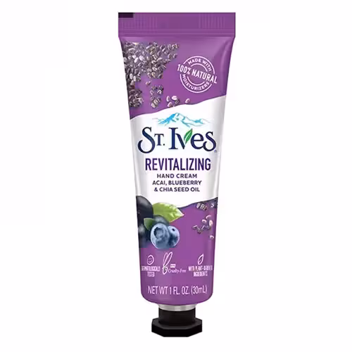 کرم دست زغال اخته و روغن دانه چیا سینت ایوز St.ives Hand Cream Acai Blueberry & Chia Seed Oil 30 میل-