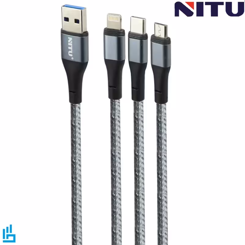 کابل شارژ (تبدیل) NC124 چند کاره USB به لایتنینگ/USB به میکرو/ USB به تایپ سی نیتو 1.2 متر