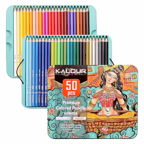 مداد رنگی 50 رنگ کالر جعبه فلزی