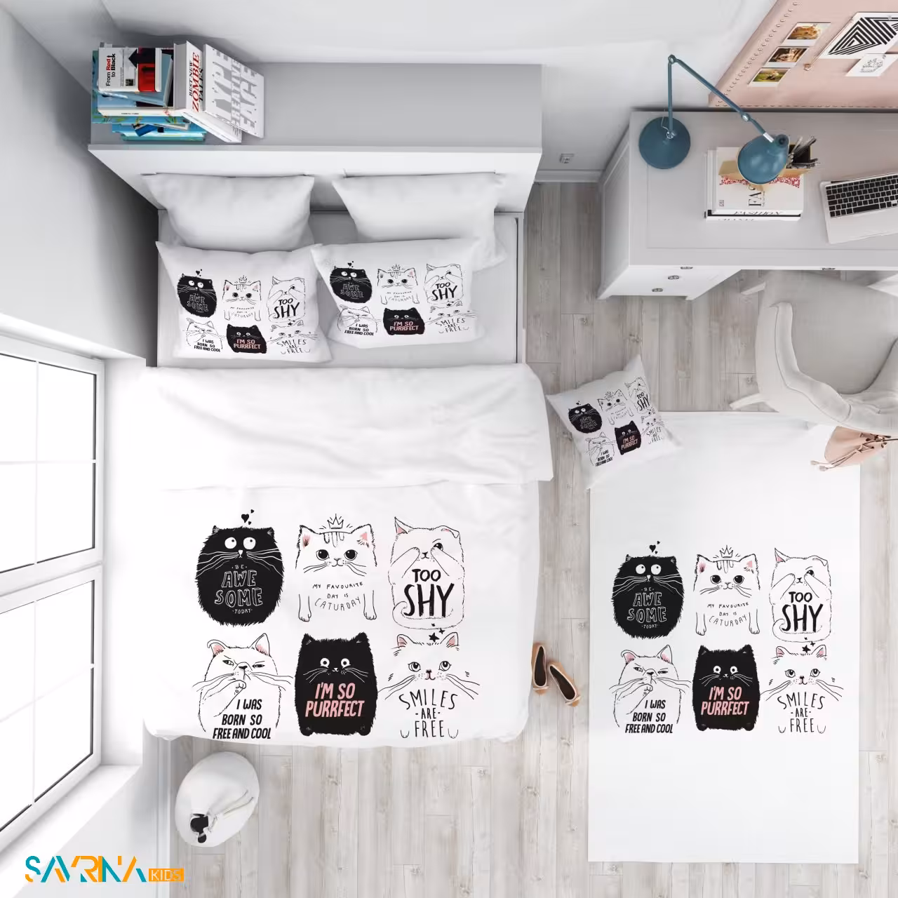 سرویس روتختی طرح گربه های کوچولو یک نفره کد AS1747