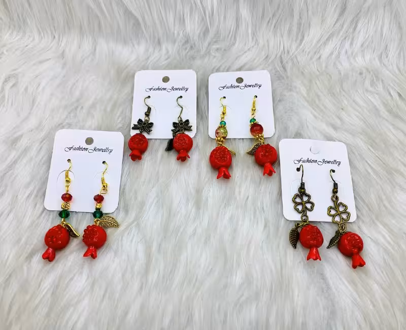 گوشواره طرح سنتی انار شکسته