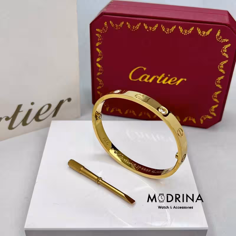 دسبتند لاو کارتیه طلایی نگین دار سایز 18 Cartier