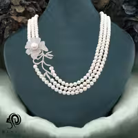 گردنبند مروارید نقره زنانه سه شطه ای مدل KEY 9