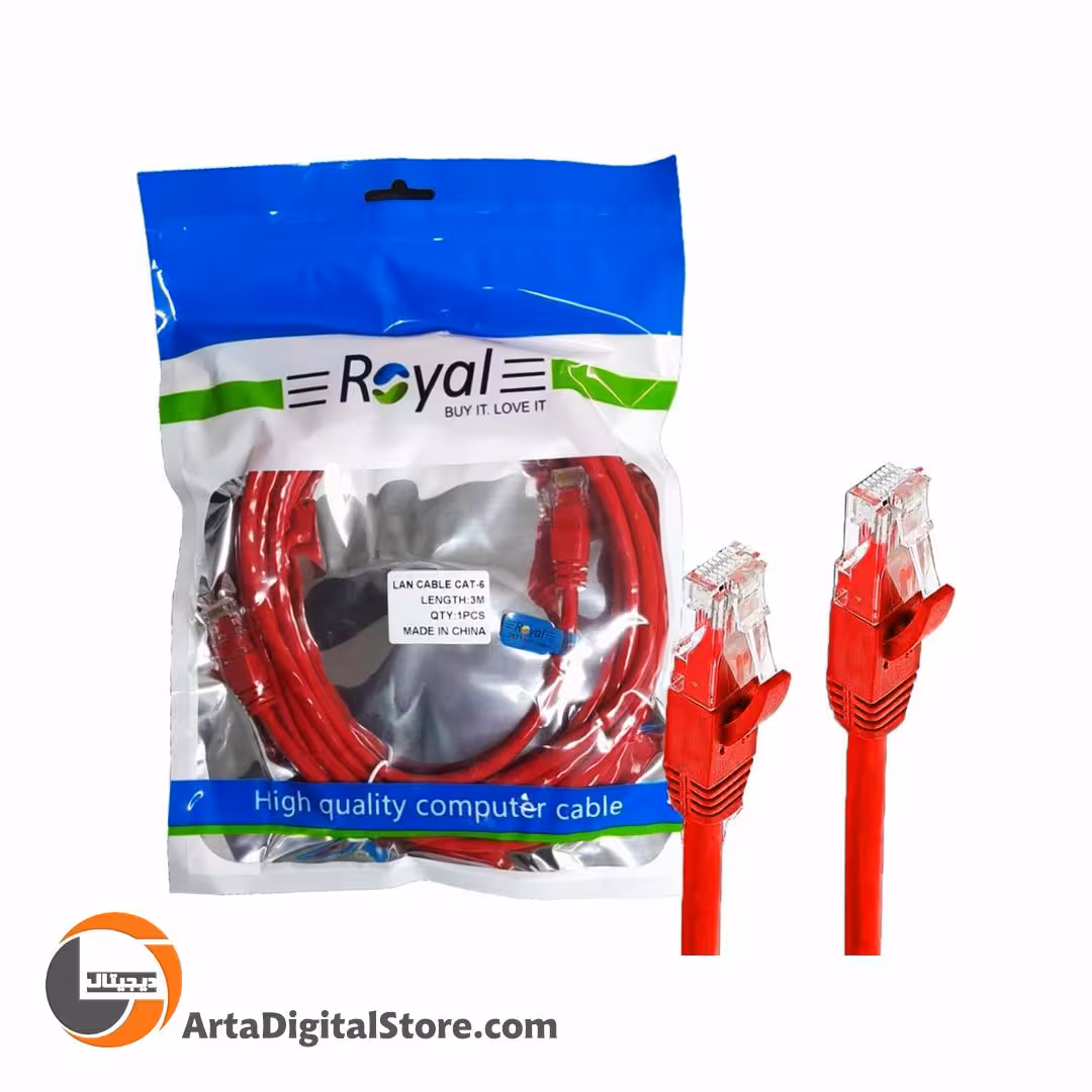 کابل شبکه Royal Cat6 Red طول 3m