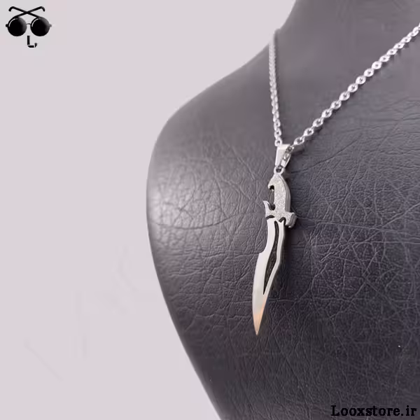 گردنبند طرح چاقو استیل با دسته درخشان