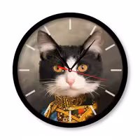 ساعت دیواری راویتا مدل گربه ها کد 3312  در رنگ های مشکی و سفید 
