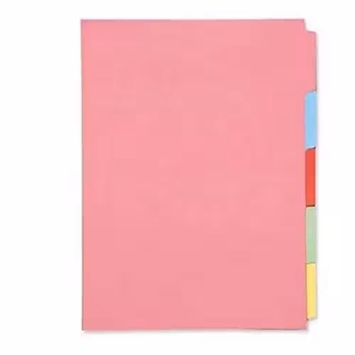 دیوایدر مقوایی سایز A5 پنج رنگ 100 برگ