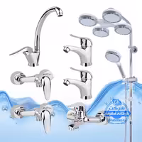 ست 7 عددی شیرآلات برند آیدا صنعت مدل قهرمان اردکی | شیر ظرفشویی   دو عدد روشویی   حمام   توالت   علم دوش یونیورست هلی شاتی   شلنگ توالت | کروم براق