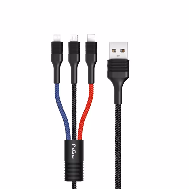 کابل تبدیل USB به USB-C / microUSB / لایتنینگ پرووان مدل PCC280 طول 1 متر