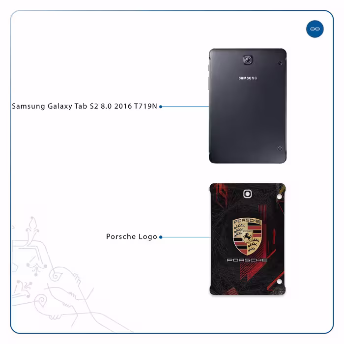 برچسب پوششی ماهوت مدل Porsche-Logo مناسب برای تبلت سامسونگ Galaxy Tab S2 8.0 2016 T719N