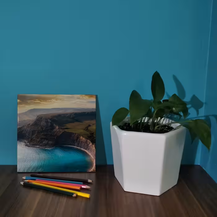 کاشی کارنیلا طرح ساحل دریا و تپه ساحلی مدل لوحی کد WKB859 