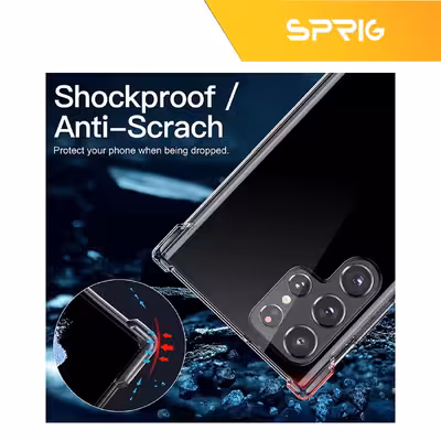 کاور اسپریگ مدل Full-Airbag مناسب برای گوشی موبایل سامسونگ Galaxy S22 Ultra به همراه محافظ صفحه نمایش