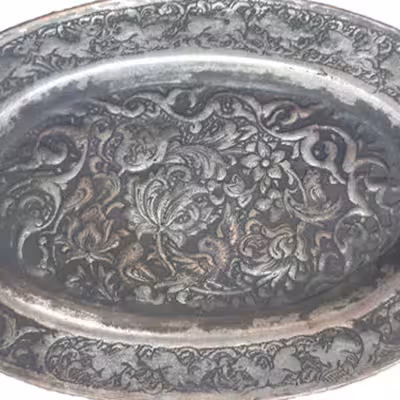 سینی قلمزنی مدل سیاه قلم کد 6