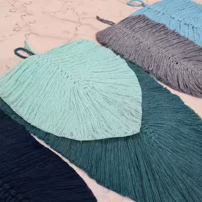 آویز بافتنی مدل مکرومه طرح برگ 03