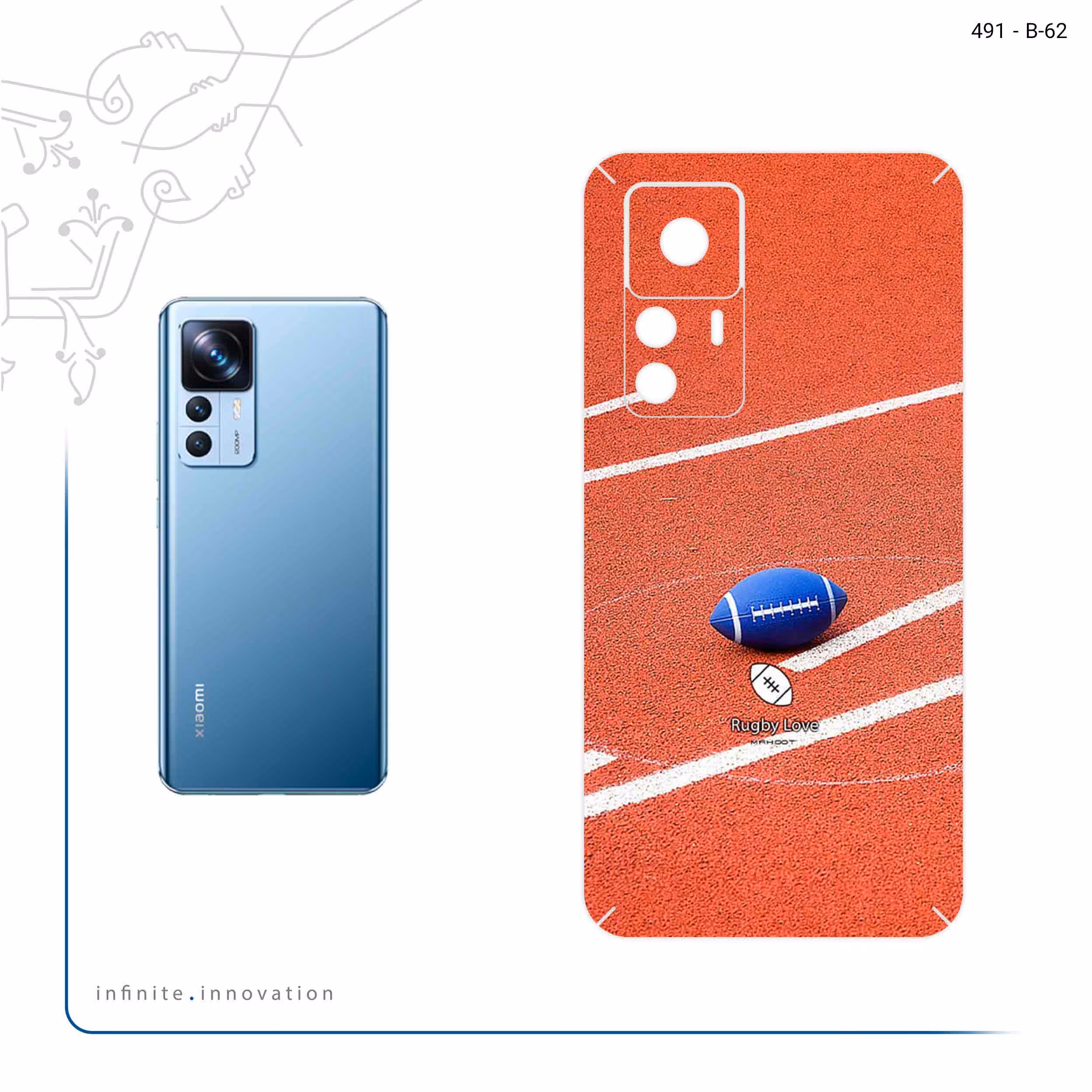 برچسب پوششی ماهوت مدل Rugby football مناسب برای گوشی موبایل شیائومی 12T Pro