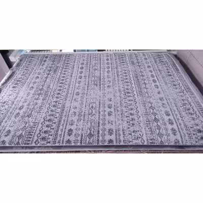 فرش ماشینی زمرد مشهد مدل NO015 زمینه طوسی