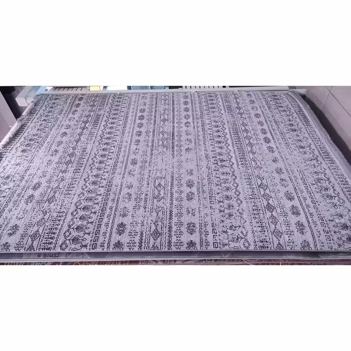 فرش ماشینی زمرد مشهد مدل NO015 زمینه طوسی