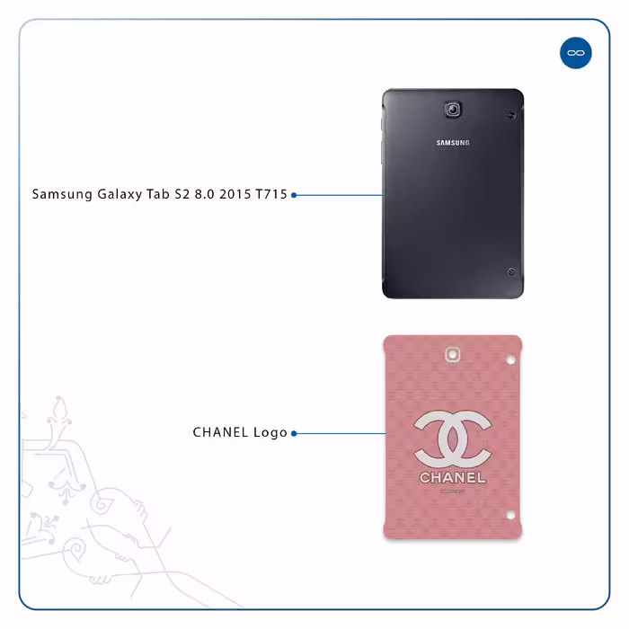 برچسب پوششی ماهوت مدل CHANEL-Logo مناسب برای تبلت سامسونگ Galaxy Tab S2 8.0 2015 T715
