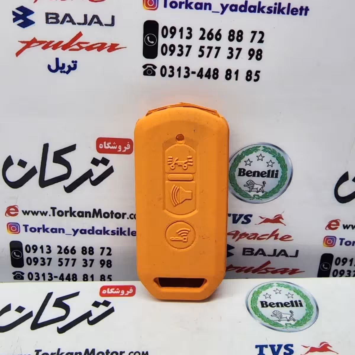 کاور ( روکش ) سیلیکونی ژله ای ریموت موتور کلیک و طرح کلیک ( نارنجی ) 3 کلید