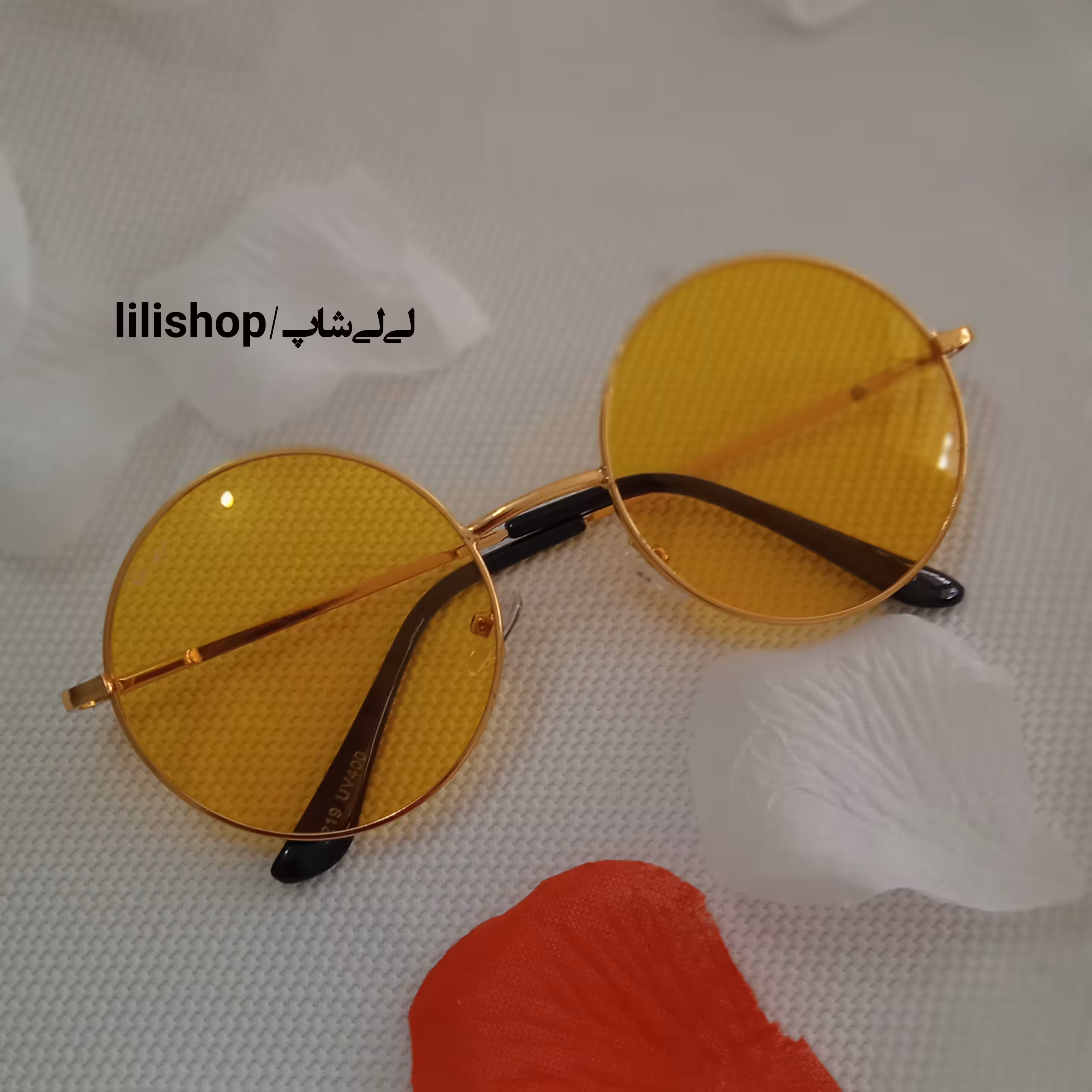 عینک آفتابی فانتزی گرد زرد