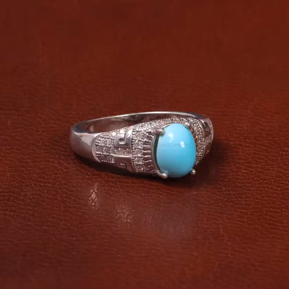 انگشتر فیروزه عجمی زنانه کد 30797 - جواهری مشاهیر