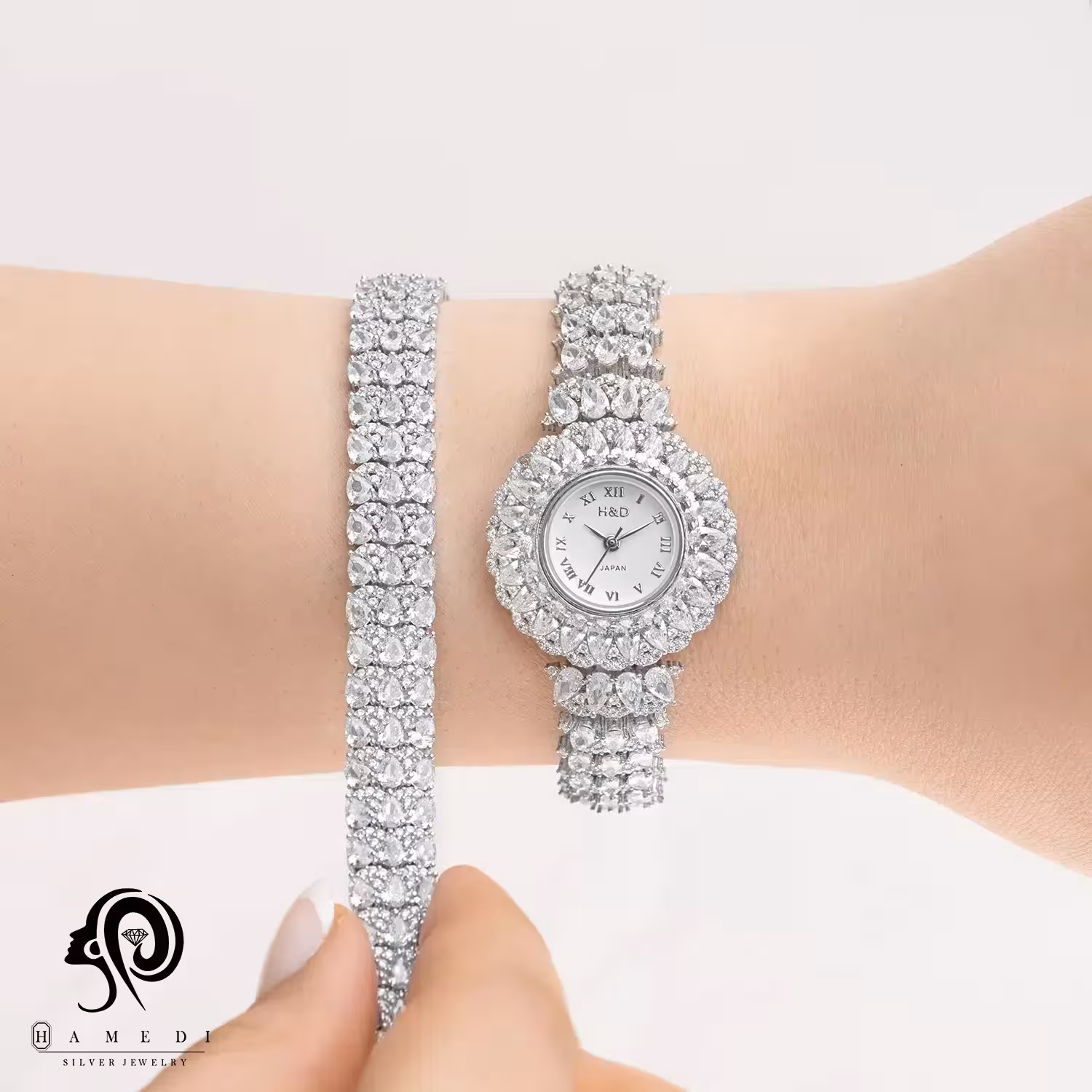 ست ساعت و دستبند نقره زنانه مدل SWB43