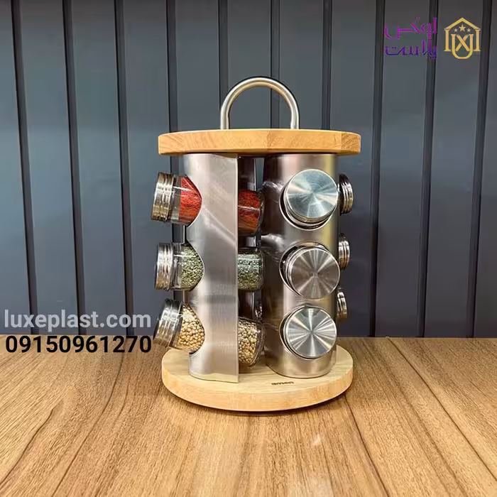 ادویه گردان 12 عددی چوب و استیل لیمون 2347