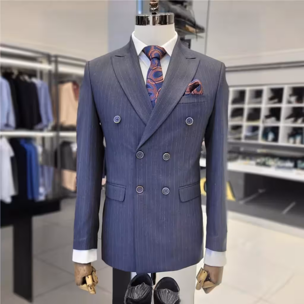 کت و شلوار دبل برست سرمه ای کد 132859