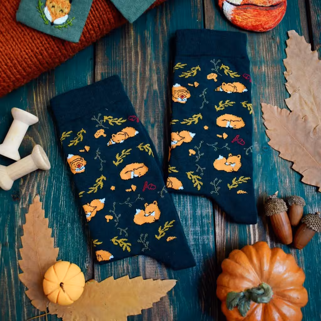 جوراب نیم ساق مدل روباه پاییزی