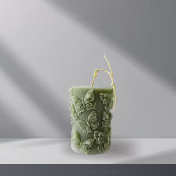 شمع دکوری استوانه پروانه نسکافه ای