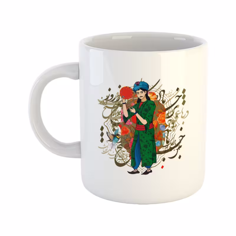 خرید ماگ-لیوان نوروز سعدی شعر برخیز که باد صبح نوروز در باغچه میکند گل افشان