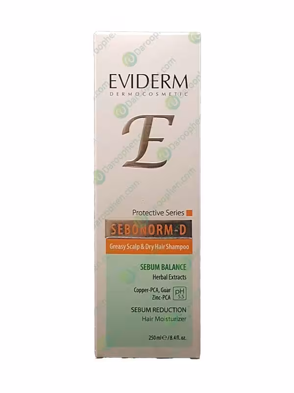 شامپو متعادل کننده چربی سبونورم دی اویدرم 250 میلی لیتر – Eviderm Sebum D Normalizing Shampoo 250 ml