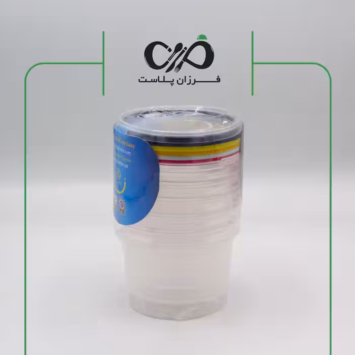 ظرف یکبار مصرف سطلی 310CC طب پلاست (6عددی) با درب رنگی