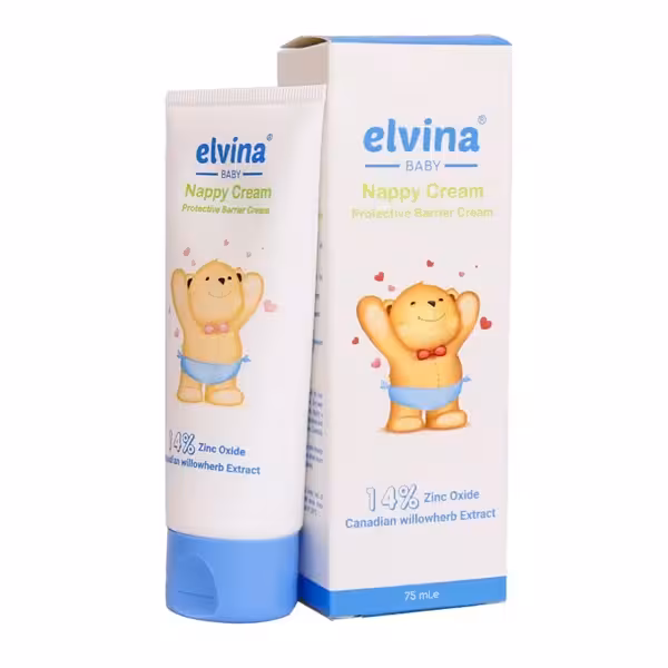 کرم محافظ پای کودک الوینا حاوی 14 درصد زینک اکساید 75 میلی لیتر | Elvina Baby Nappy Cream Protective Barrier Cream 75ml