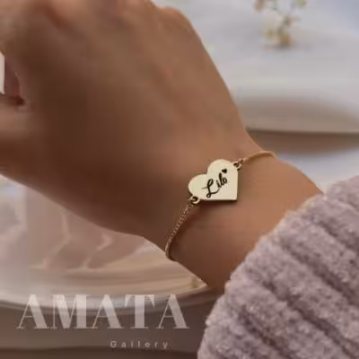 دستبند استیل طرح قلب با حک دلخواه