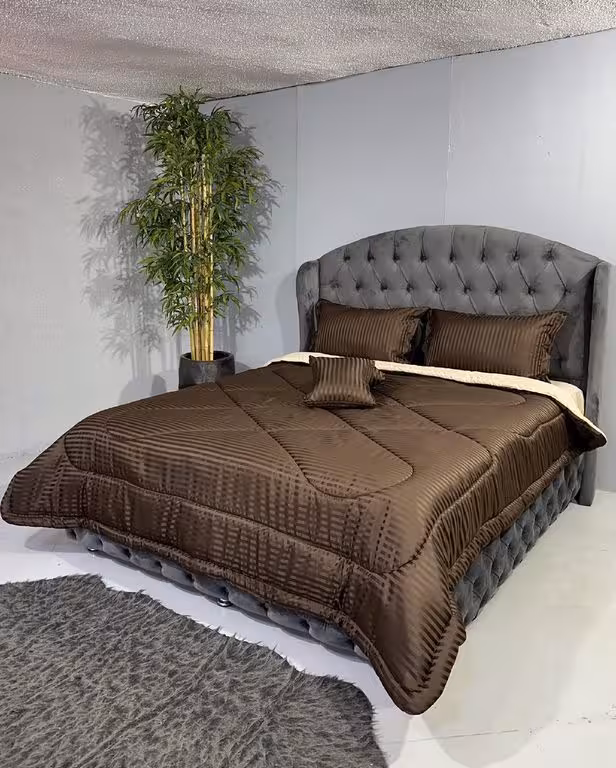 روتختی هتلی راه راه نخ پنبه کرم قهوه ای