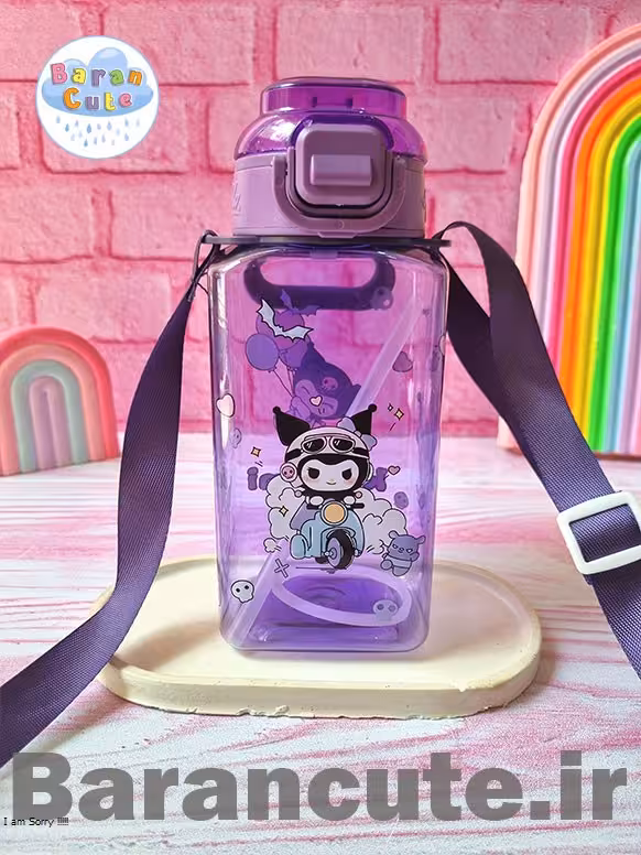 قمقمه فانتزی وارداتی نی دار طرح کورومی بنفش