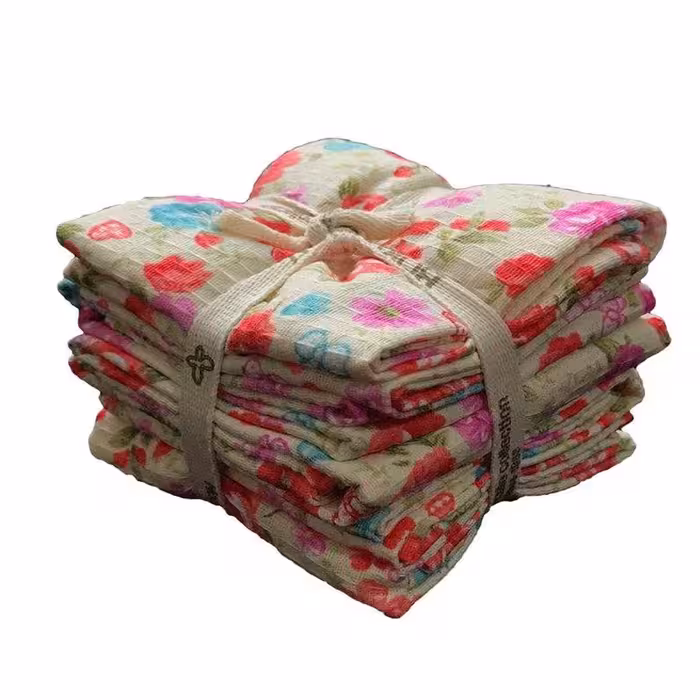 دستمال آشپزخانه نساجی بروجرد طرح شکوفه بسته 5 عددی