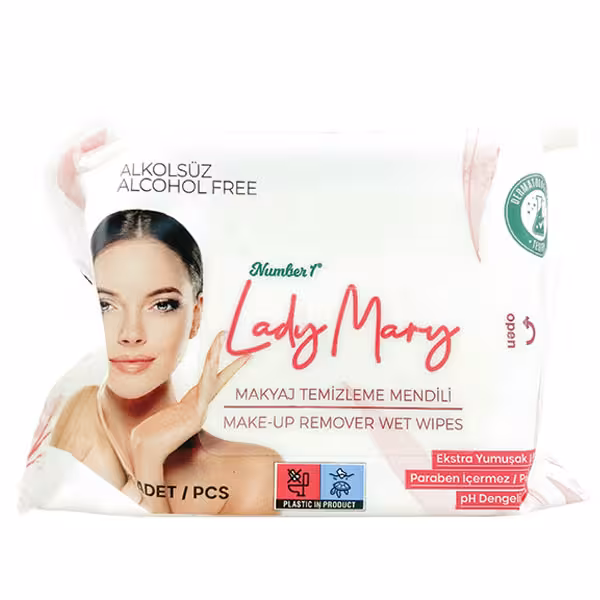 دستمال مرطوب آرایش پاک کن لیدی ماری  بسته 25 عددی