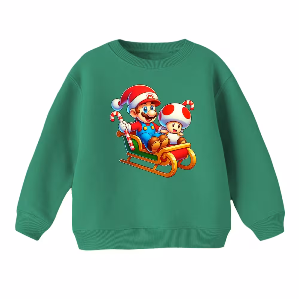 سویشرت بچگانه مدل ماریو کریسمس رنگ سبز