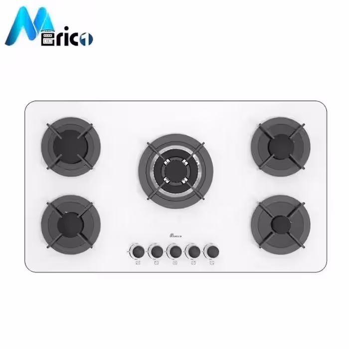 گاز رومیزی بیمکث کد 5091 پنج شعله شیشه سفید