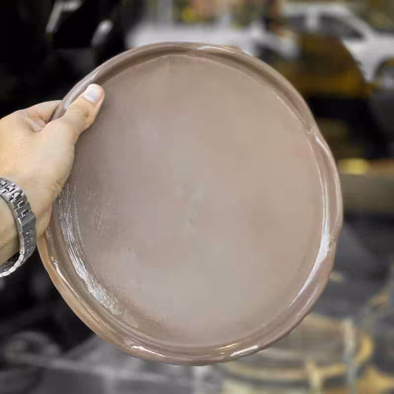 سینی گرد بزرگ قهوه ای