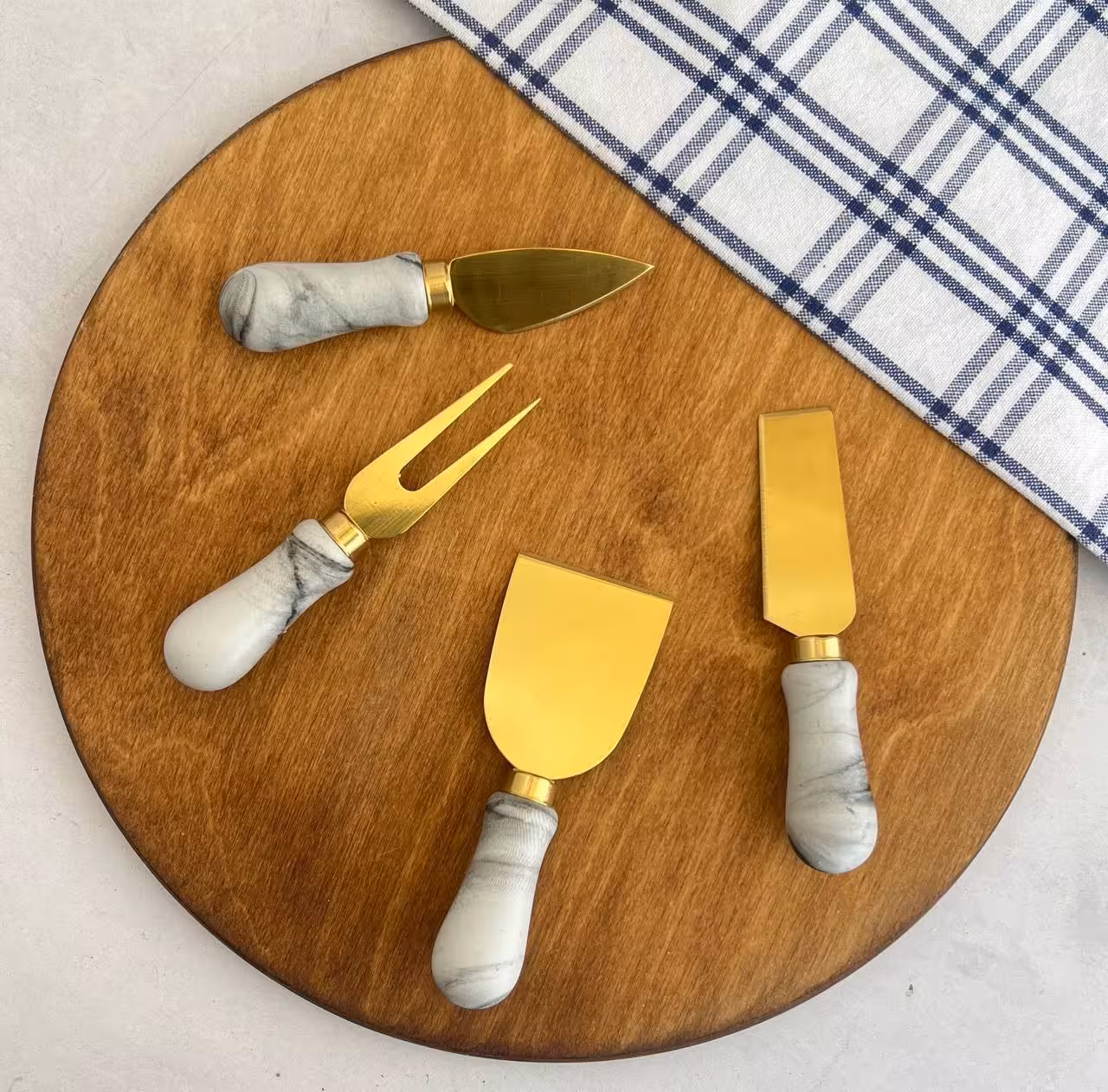 ست صبحانه 4عددی طلایی دسته ماربل