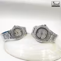 ست ساعت فول نگین نقره ای مردانه و زنانه 14031050