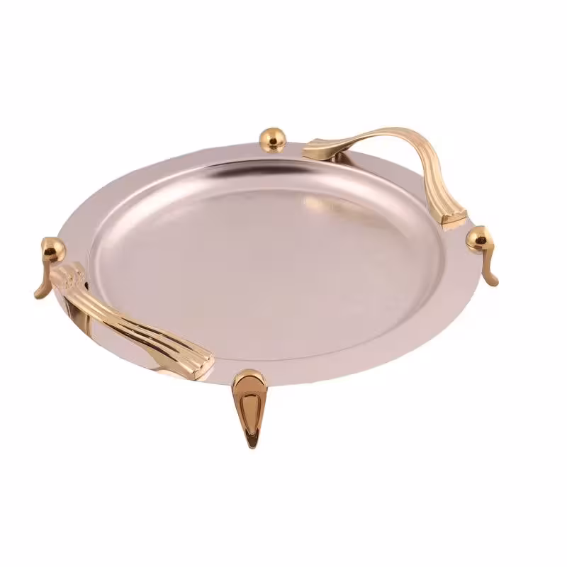 سینی دایره دسته طلایی Waveساده پایه دار ریور کد BG1437