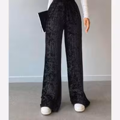 شلوار بگ مخمل کوبیده پلیسه (قبل از ثبت سفارش موجودی بگیرید)