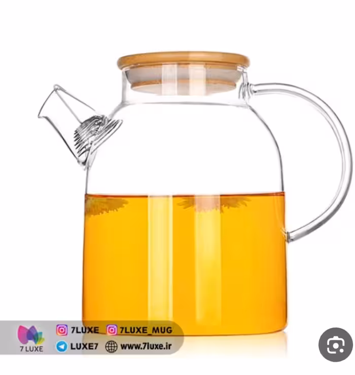 قوری پیرکس درب بامبو چوبی 1500میل