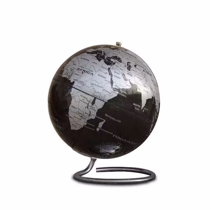 کره جغرافیایی سایز14 پایه هندسی نقره ای لاتین ایده