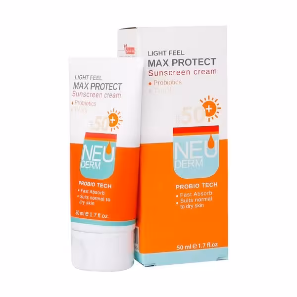 کرم ضدآفتاب  SPF50 مکس پروتکت پوست نرمال تا خشک رنگی نئودرم 50 میلی‌لیتر Neuderm