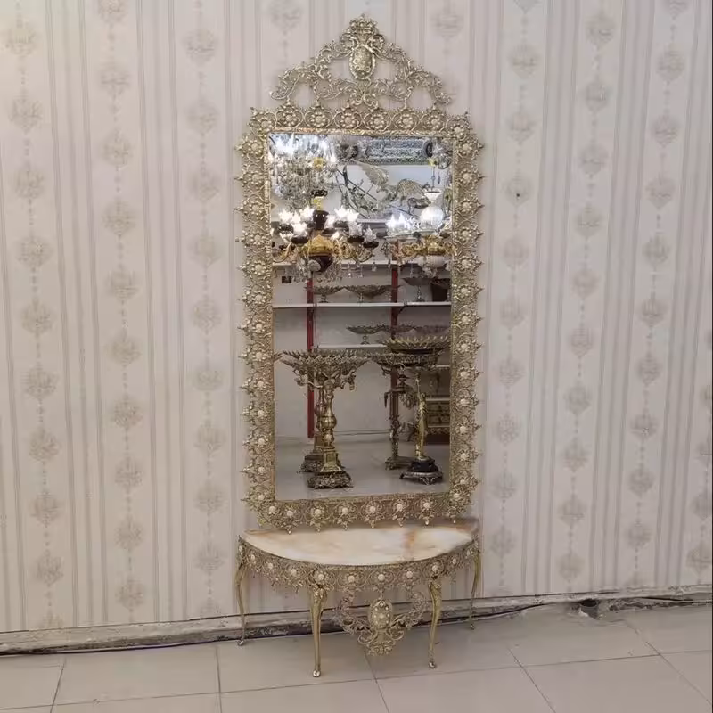 آینه کنسول برنز مدل گل آفتابگردان کد 117